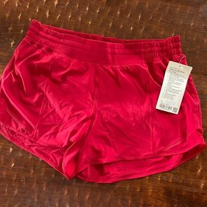 Red Lululemon Hotty hot 4” lined shorts